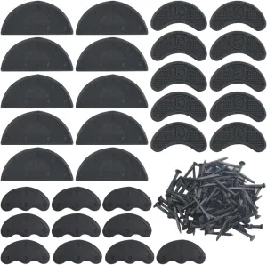 30PCS Heel Plates Black Heel Taps Rubber Tips Sole Heel Repair Pad Replacement with Nails(3 Size)