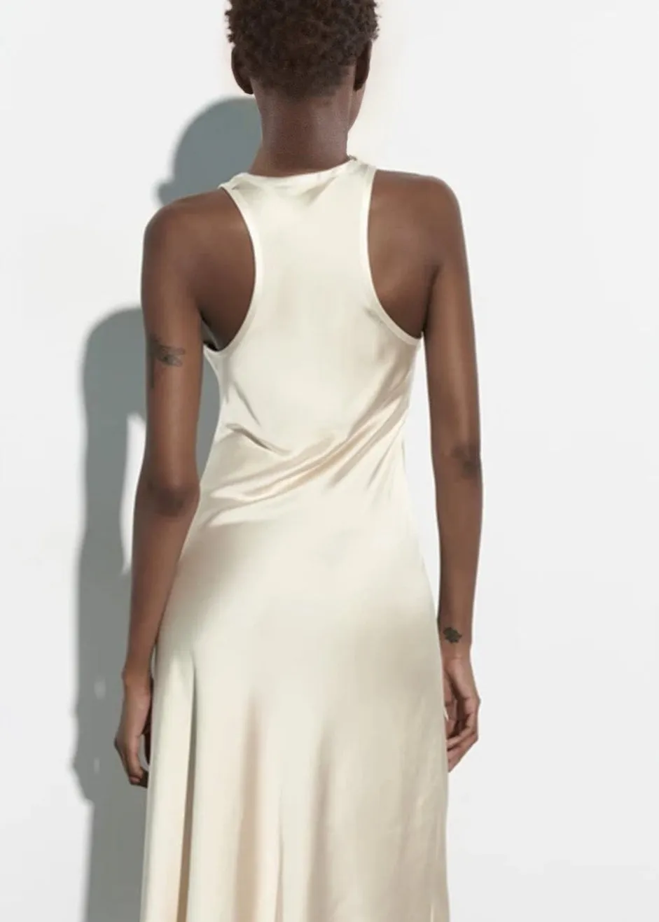 Acetate Scoop Neck Slip Dress