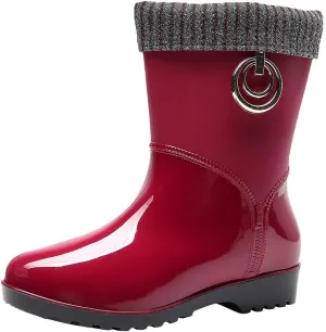 AMDBEL Rain Boots For Women, Women's Mid Calf Rain Boots Waterproof Garden Rain Shoes Anti-Slipping Rainboots for Ladies