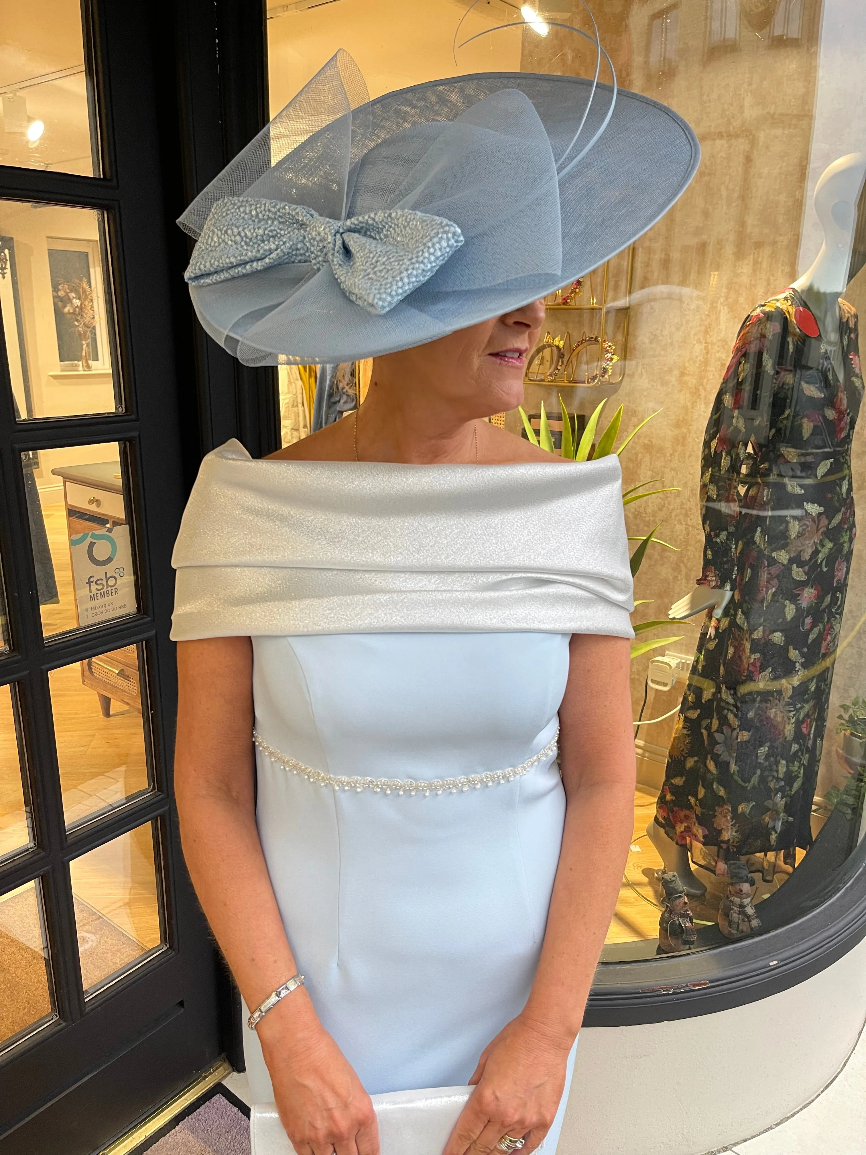 Anoola D420 Blue & Silver Bow Dress