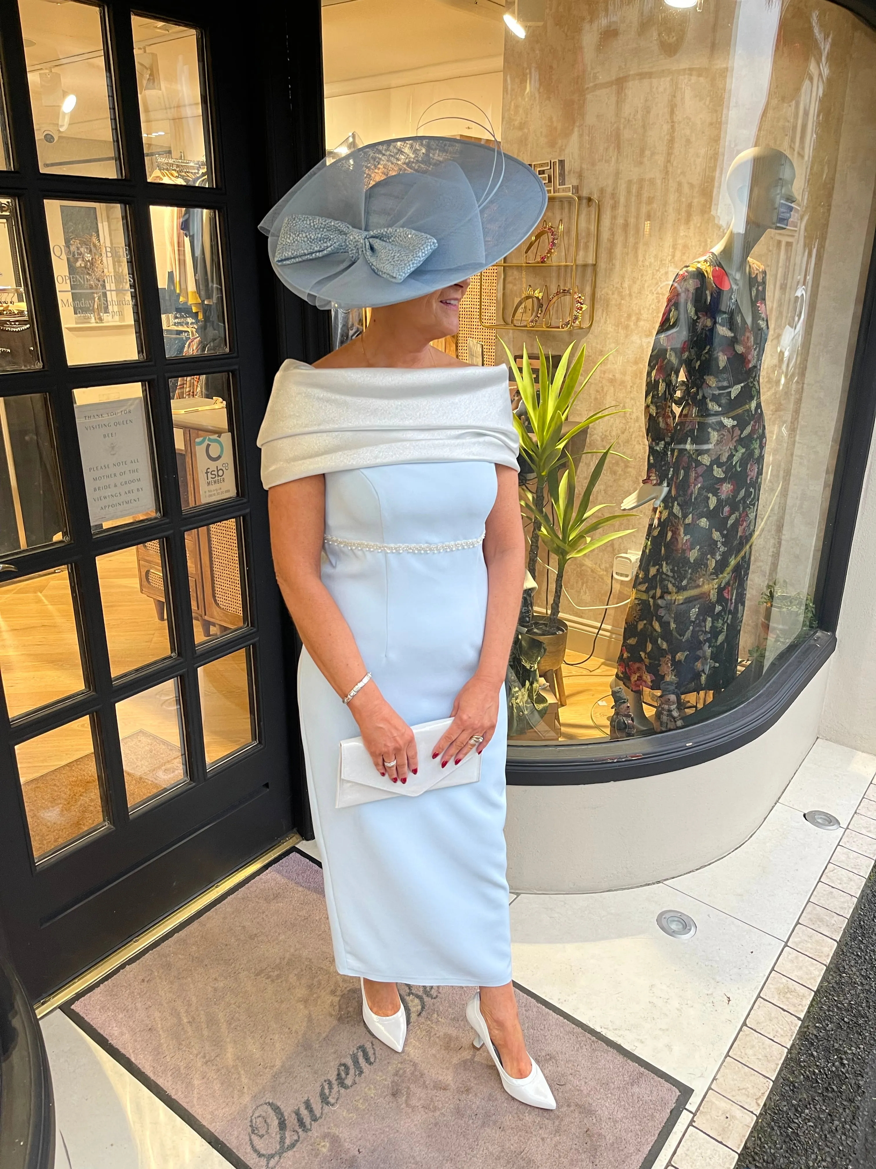 Anoola D420 Blue & Silver Bow Dress