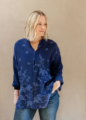 Audrey Oversized Tunic in Beacon Blue | Johnny Was