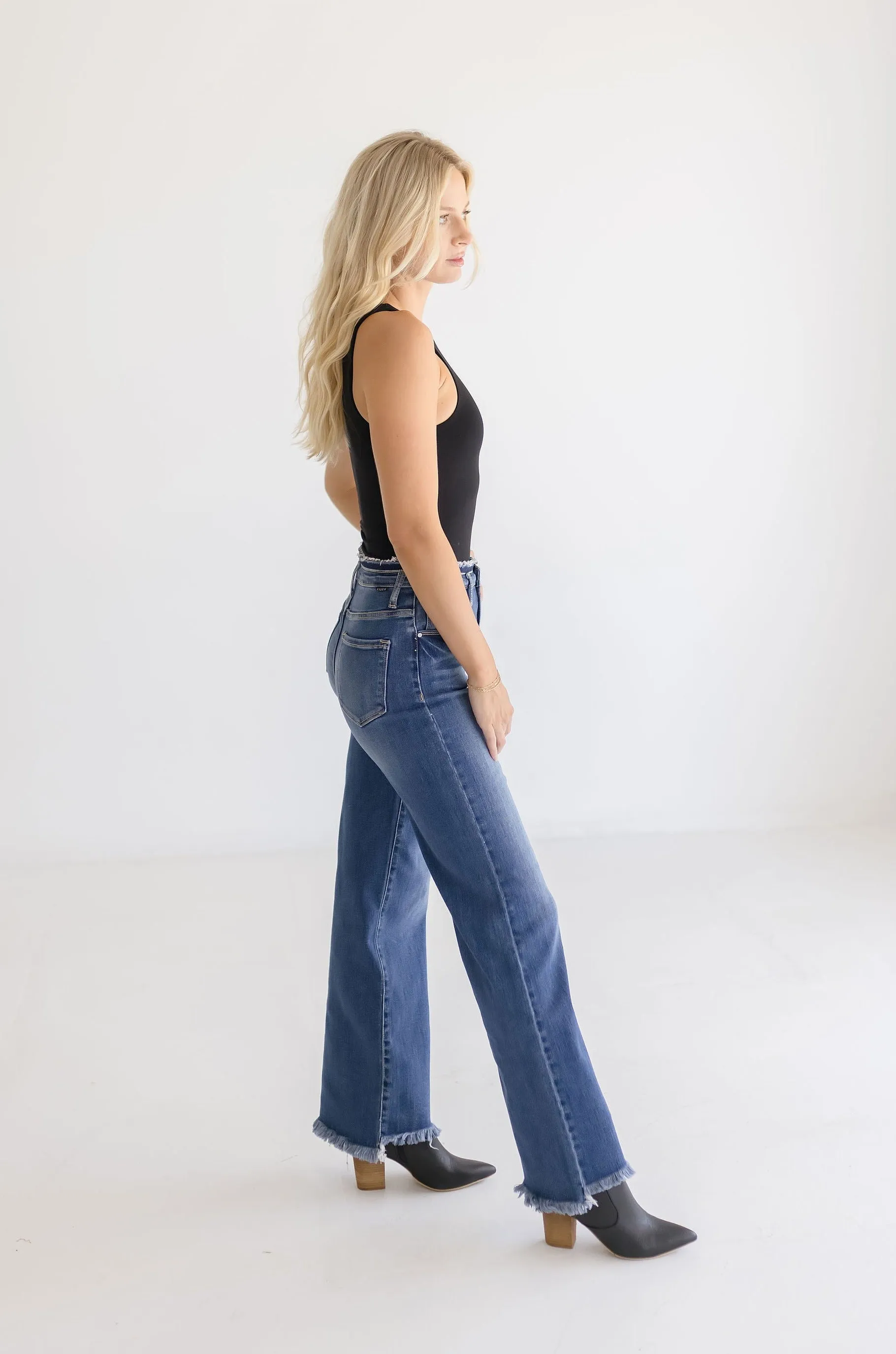 Ava High Rise Wide Leg Jeans Dark Wash