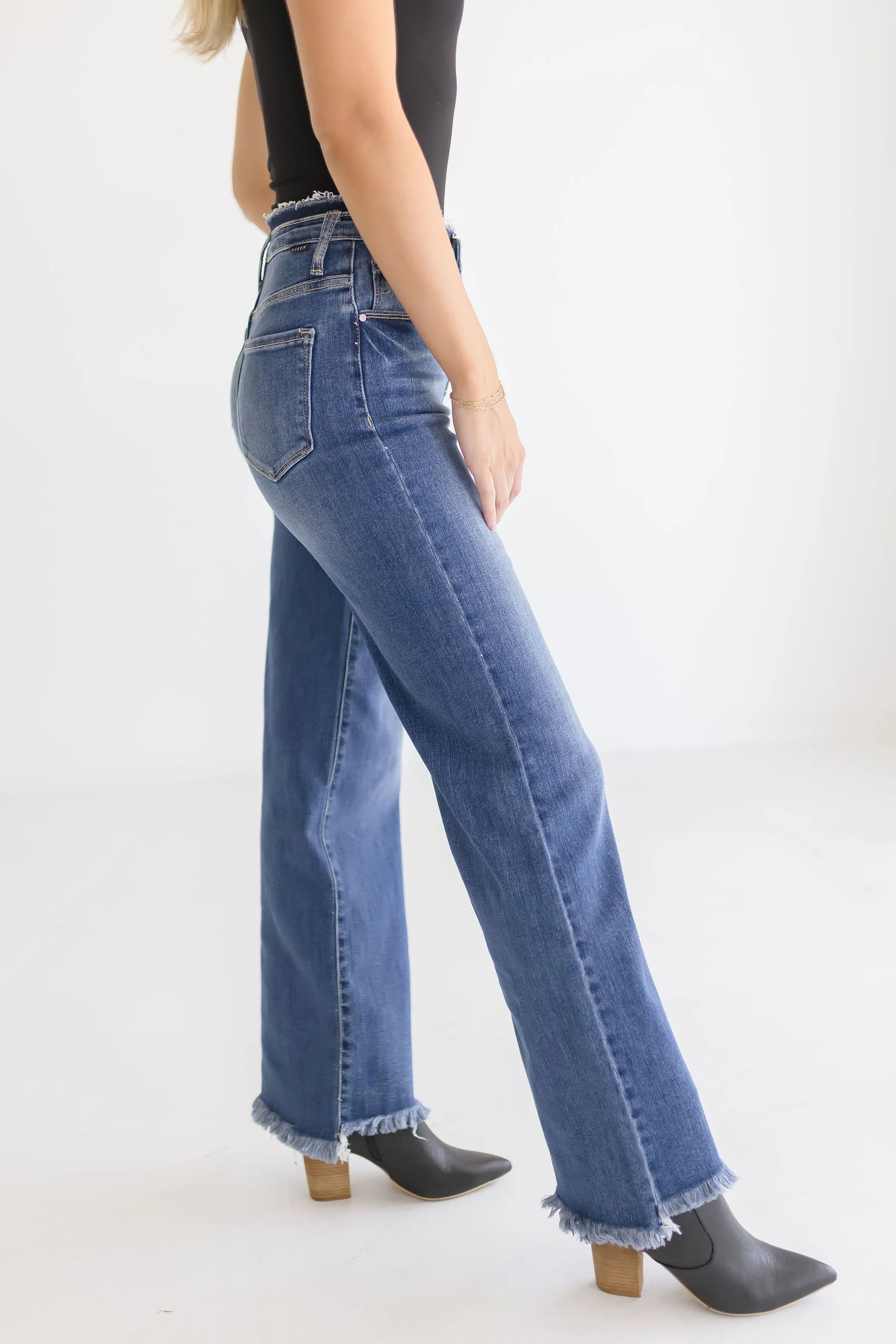Ava High Rise Wide Leg Jeans Dark Wash
