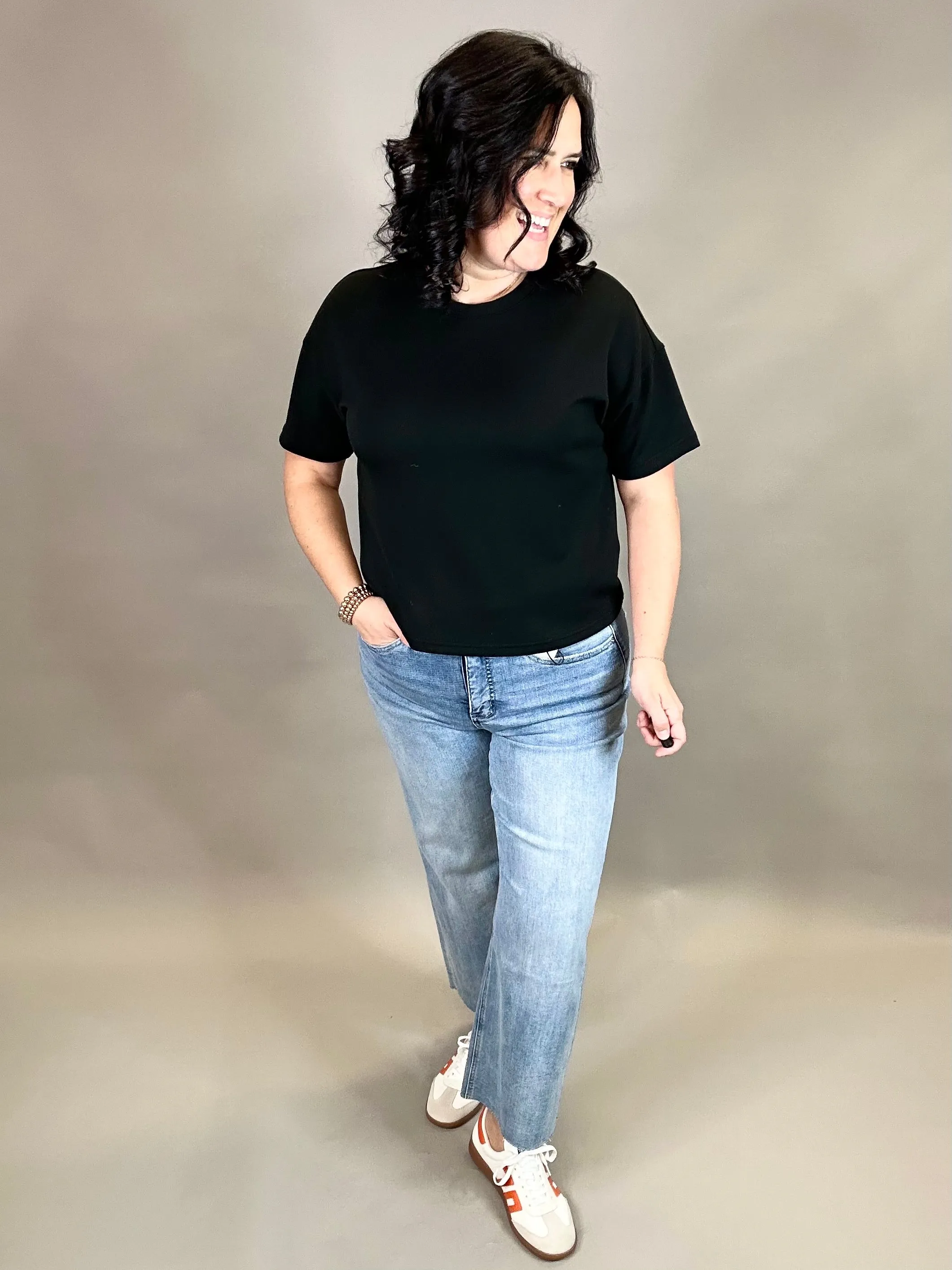 Ball Blue Raw Hem Wide Leg Jeans