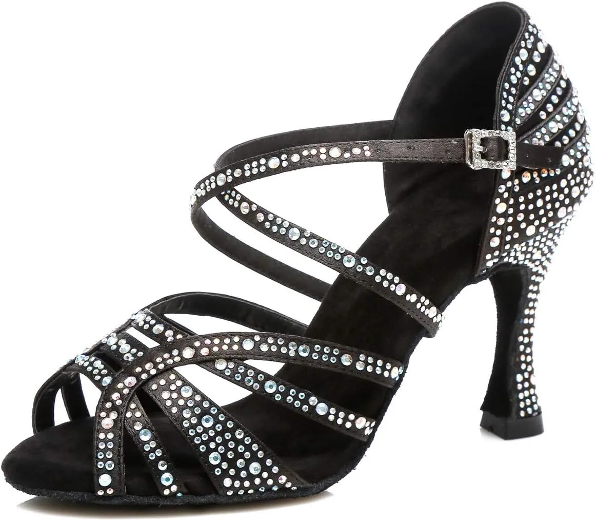 Ballroom Dancing Shoes for Women Sparkle Rhinestones Wedding Prom Sandals