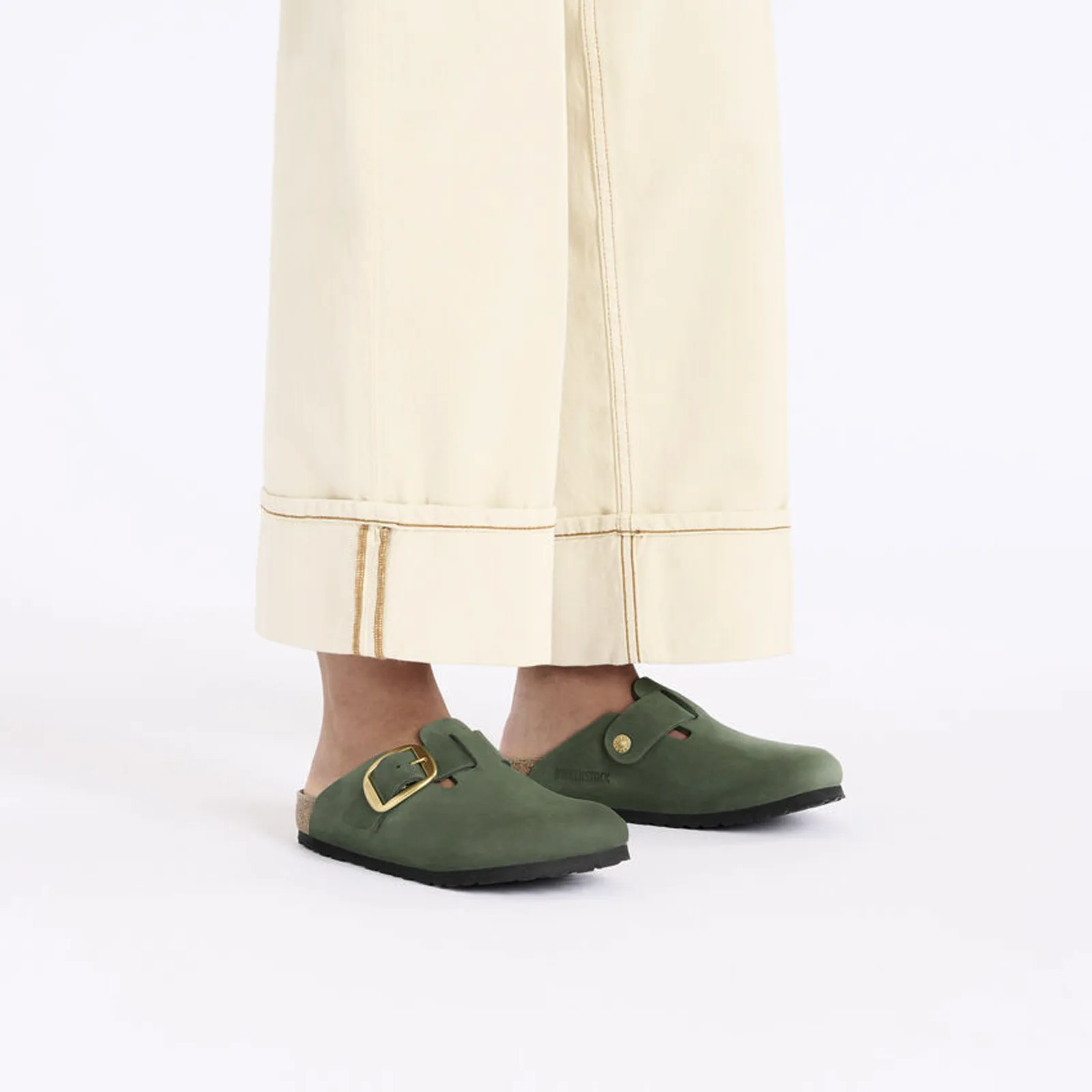 Birkenstock Boston Big Buckle Narrow Clog (Women) - Thyme Nubuck