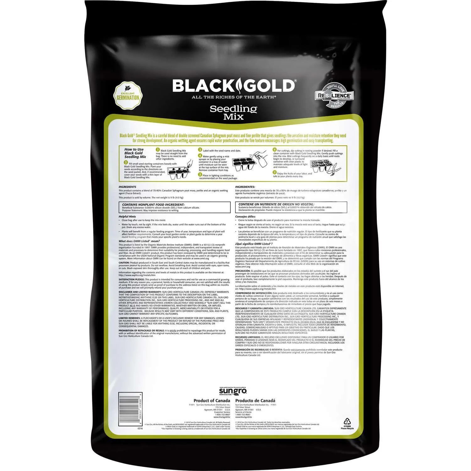 Black Gold Organic All Purpose Seed Starting Mix 1.5 ft³