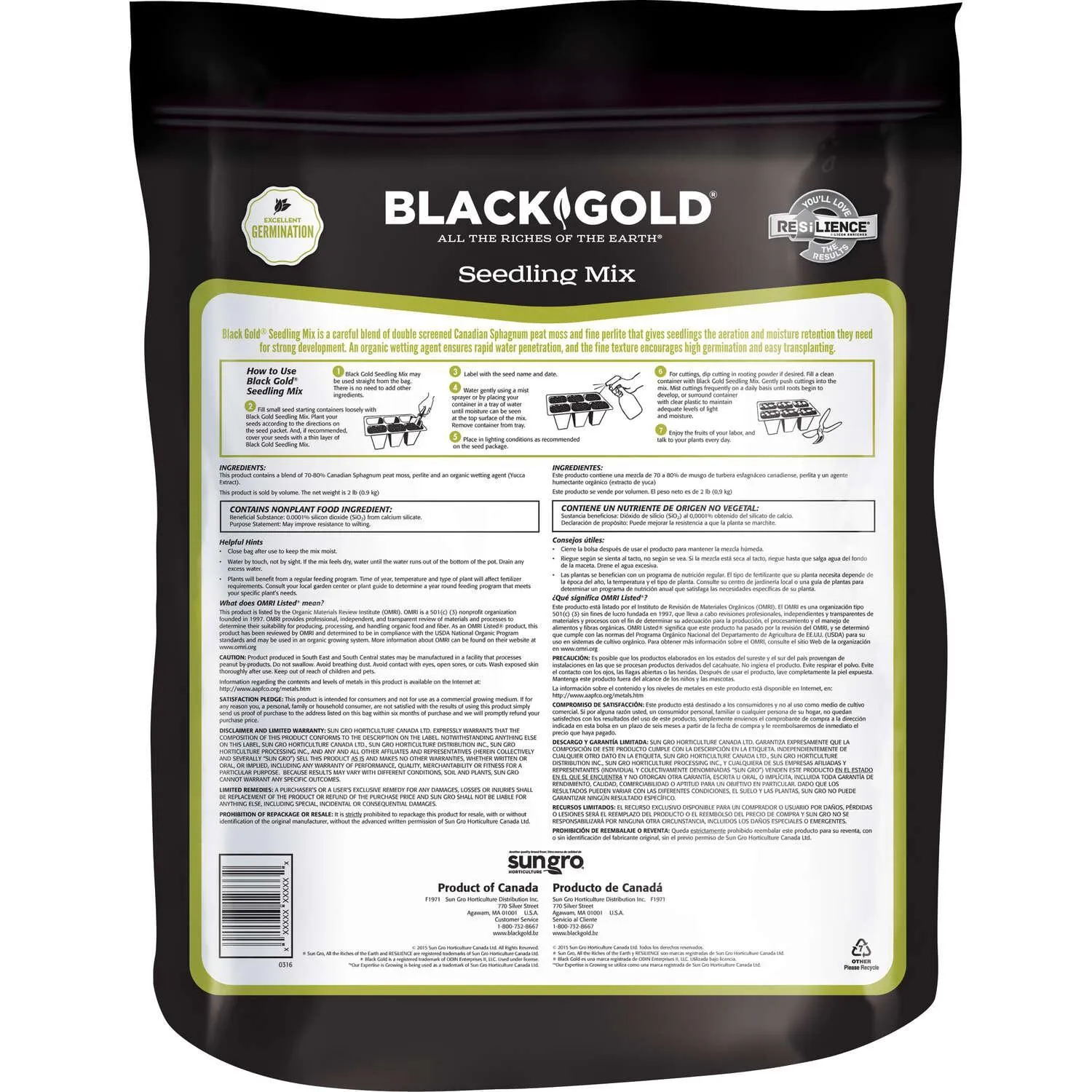 Black Gold Organic All Purpose Seed Starting Mix 8 qt