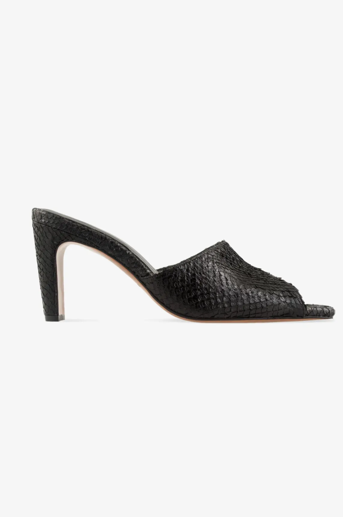 Black Salmon Skin Mules