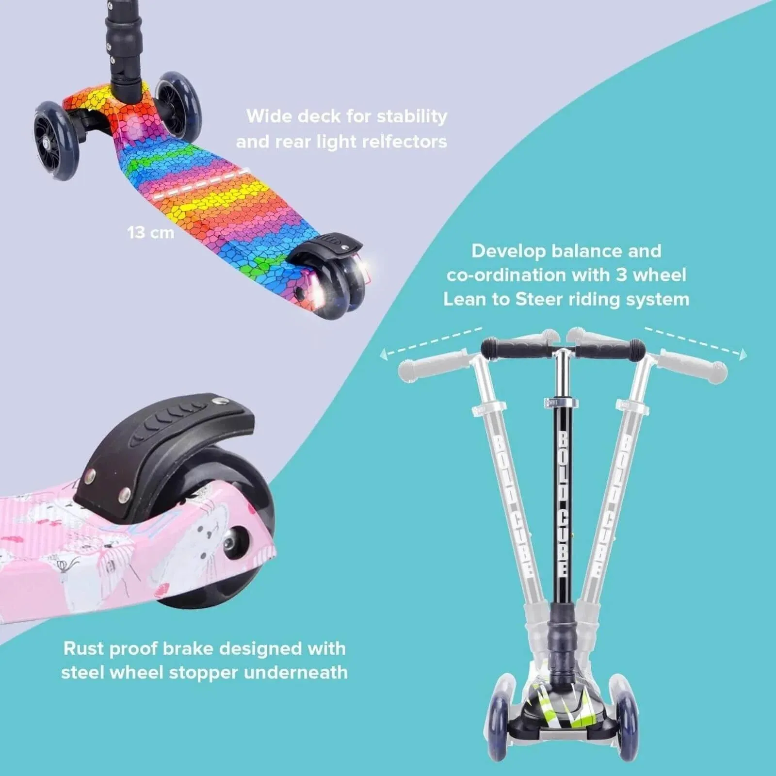 BOLDCUBE Crystal Rubix - Big 3 Wheel Scooter