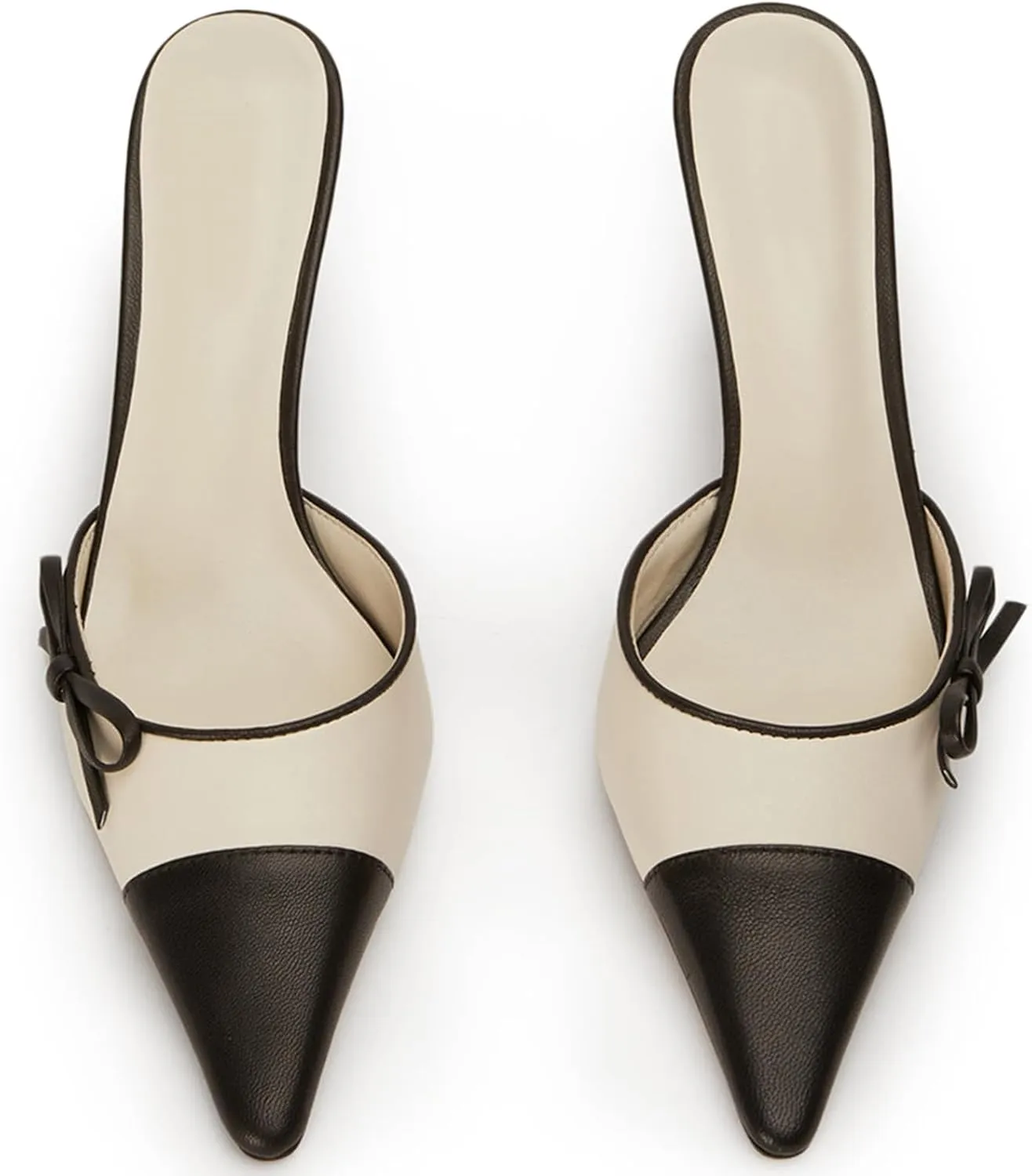 Bow Tie Heeled Mules for Women Slip On Pumps Shoes Backless Stiletto High Heels Pointed Toe Dress Slide Sandals