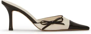 Bow Tie Heeled Mules for Women Slip On Pumps Shoes Backless Stiletto High Heels Pointed Toe Dress Slide Sandals