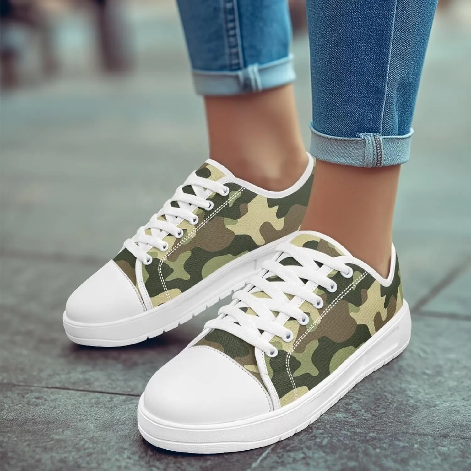 Canvas Sneaker for Women Lace Up Lightweight Casual Shoes Slip On Footwear for Jogging Picnic