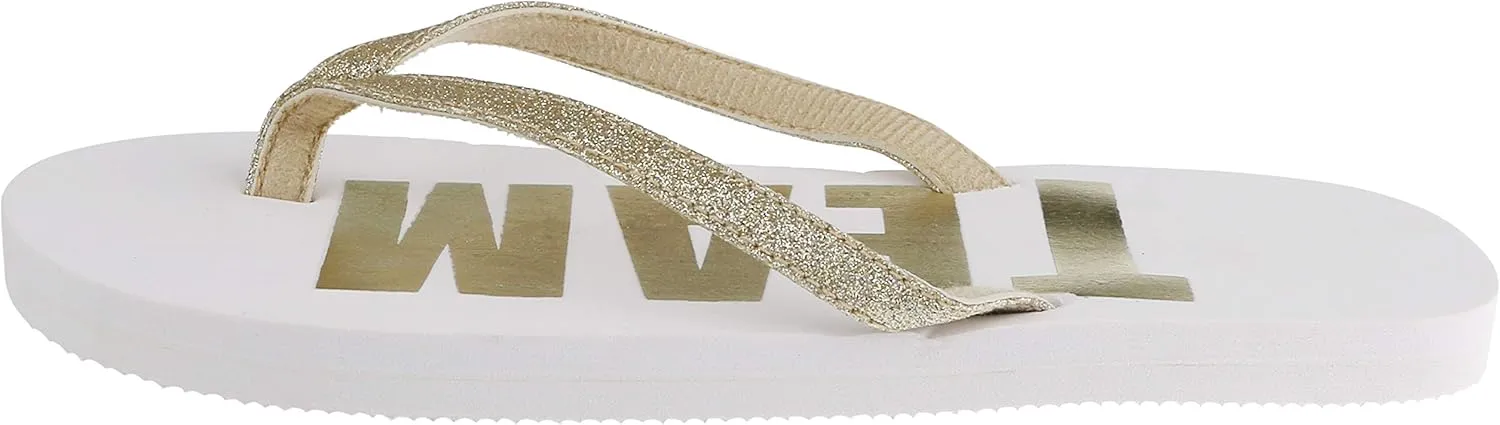 Capelli New York Ladies Glitter and Foil Bride EVA Flip Flops