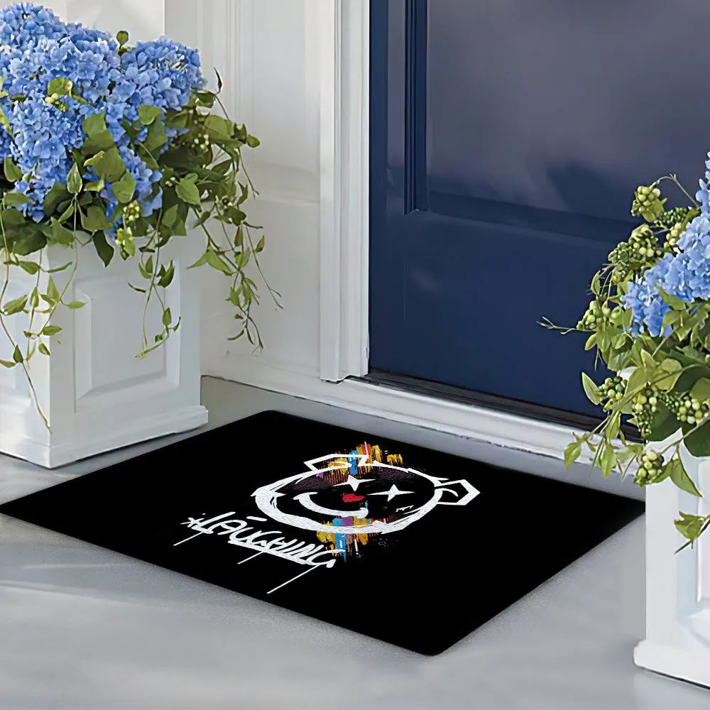 Cool Black Doormat Laughing Bear Floor Mat Home Decoration Housewarming Gift