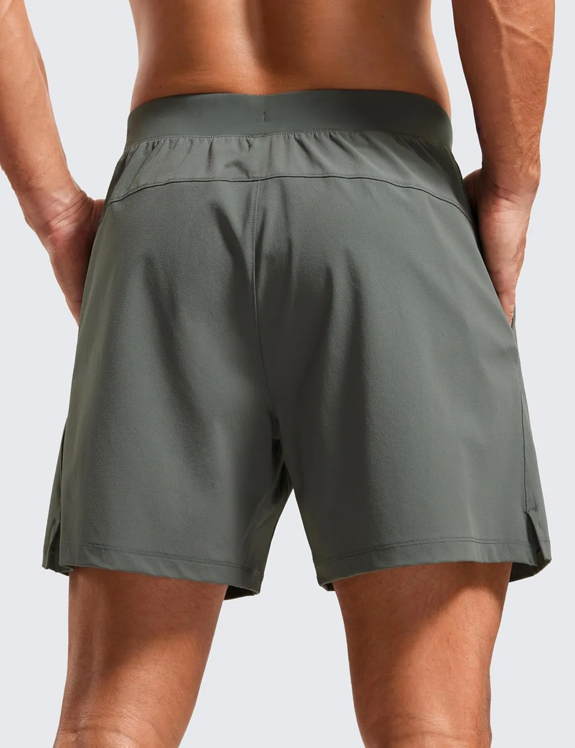 CRZ YOGA Gym Shorts Men 5 Side Split Quick Dry Lightweight Stretchy for Athletic Workout Running with Zipper Pocket