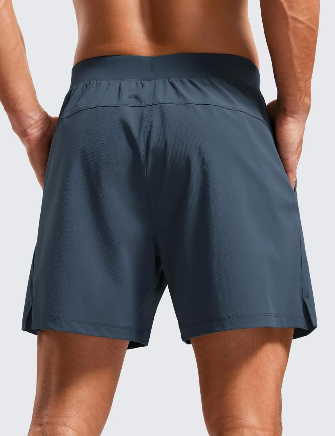 CRZ YOGA Gym Shorts Men 5 Side Split Quick Dry Lightweight Stretchy for Athletic Workout Running with Zipper Pocket