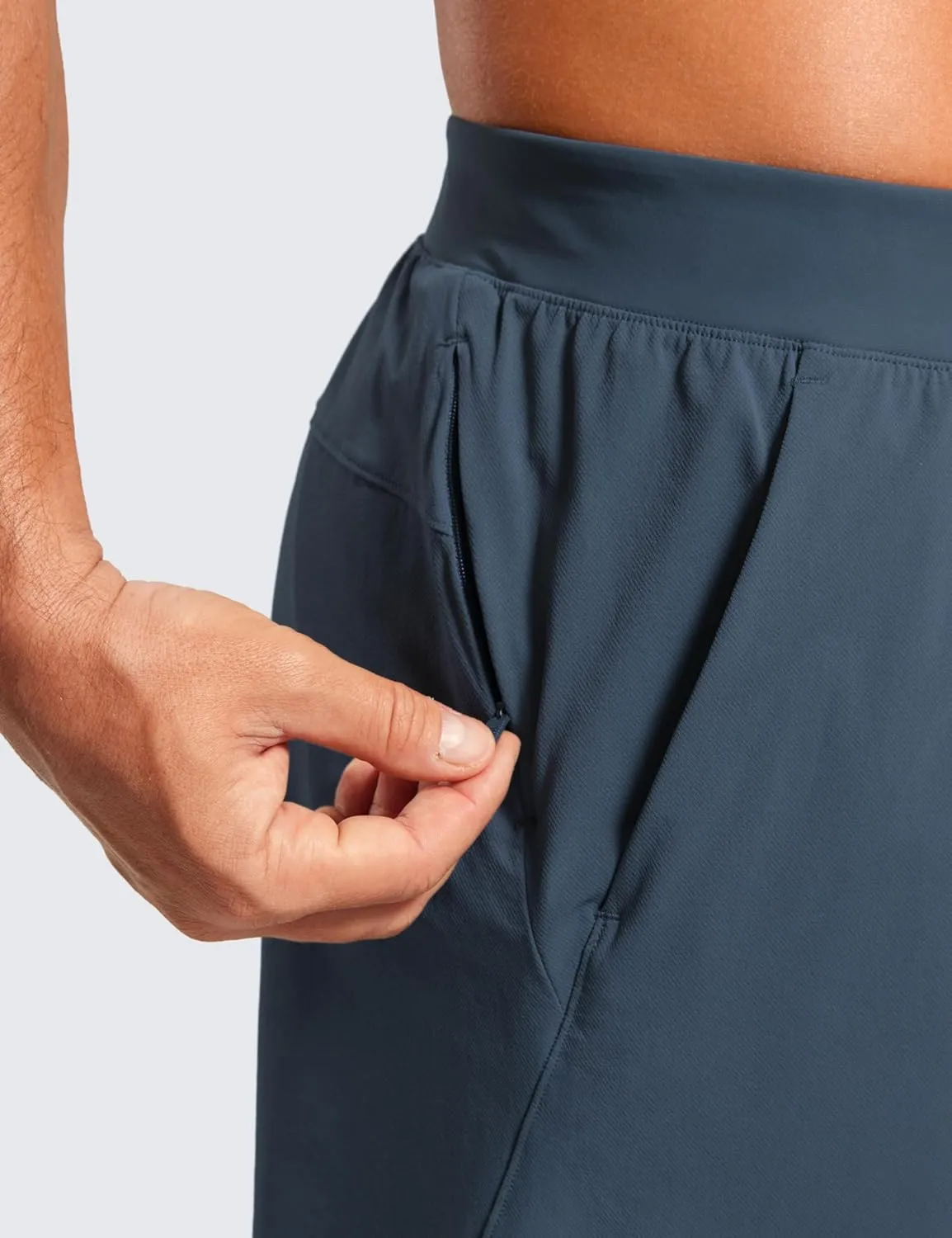 CRZ YOGA Gym Shorts Men 5 Side Split Quick Dry Lightweight Stretchy for Athletic Workout Running with Zipper Pocket