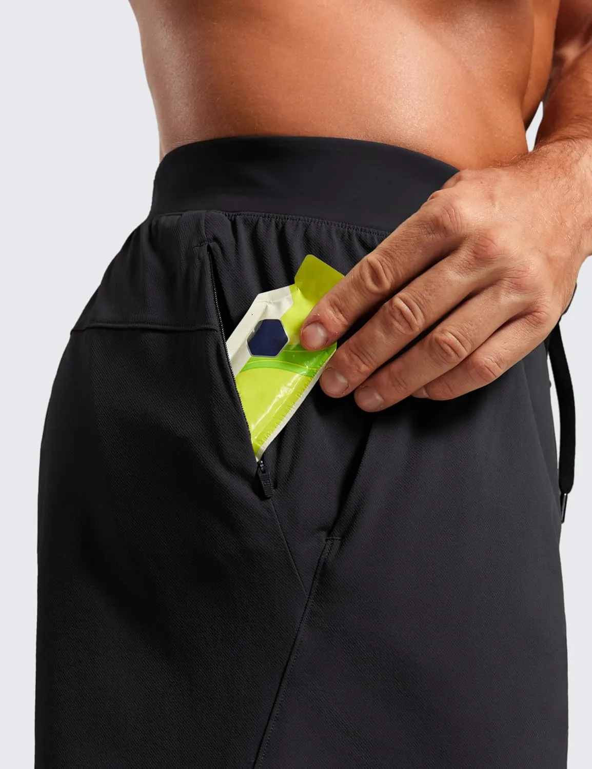 CRZ YOGA Gym Shorts Men 5 Side Split Quick Dry Lightweight Stretchy for Athletic Workout Running with Zipper Pocket