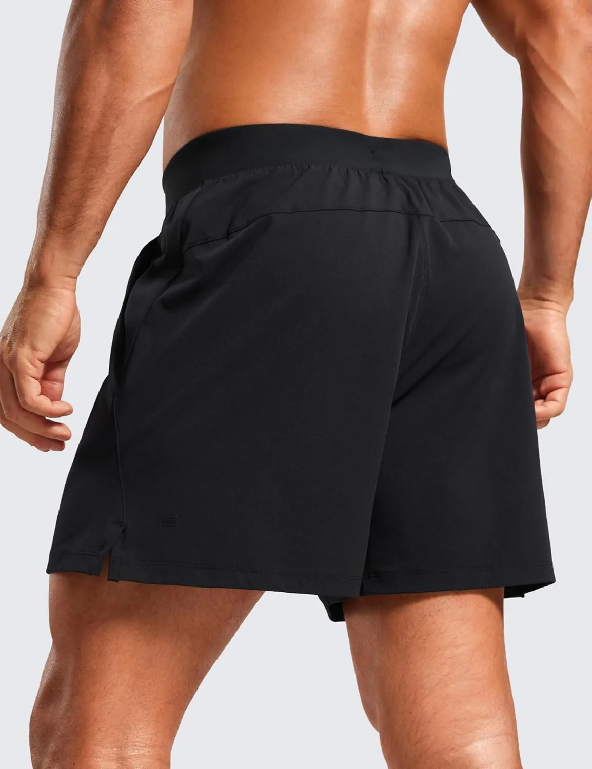 CRZ YOGA Gym Shorts Men 5 Side Split Quick Dry Lightweight Stretchy for Athletic Workout Running with Zipper Pocket