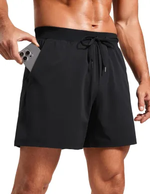 CRZ YOGA Gym Shorts Men 5 Side Split Quick Dry Lightweight Stretchy for Athletic Workout Running with Zipper Pocket