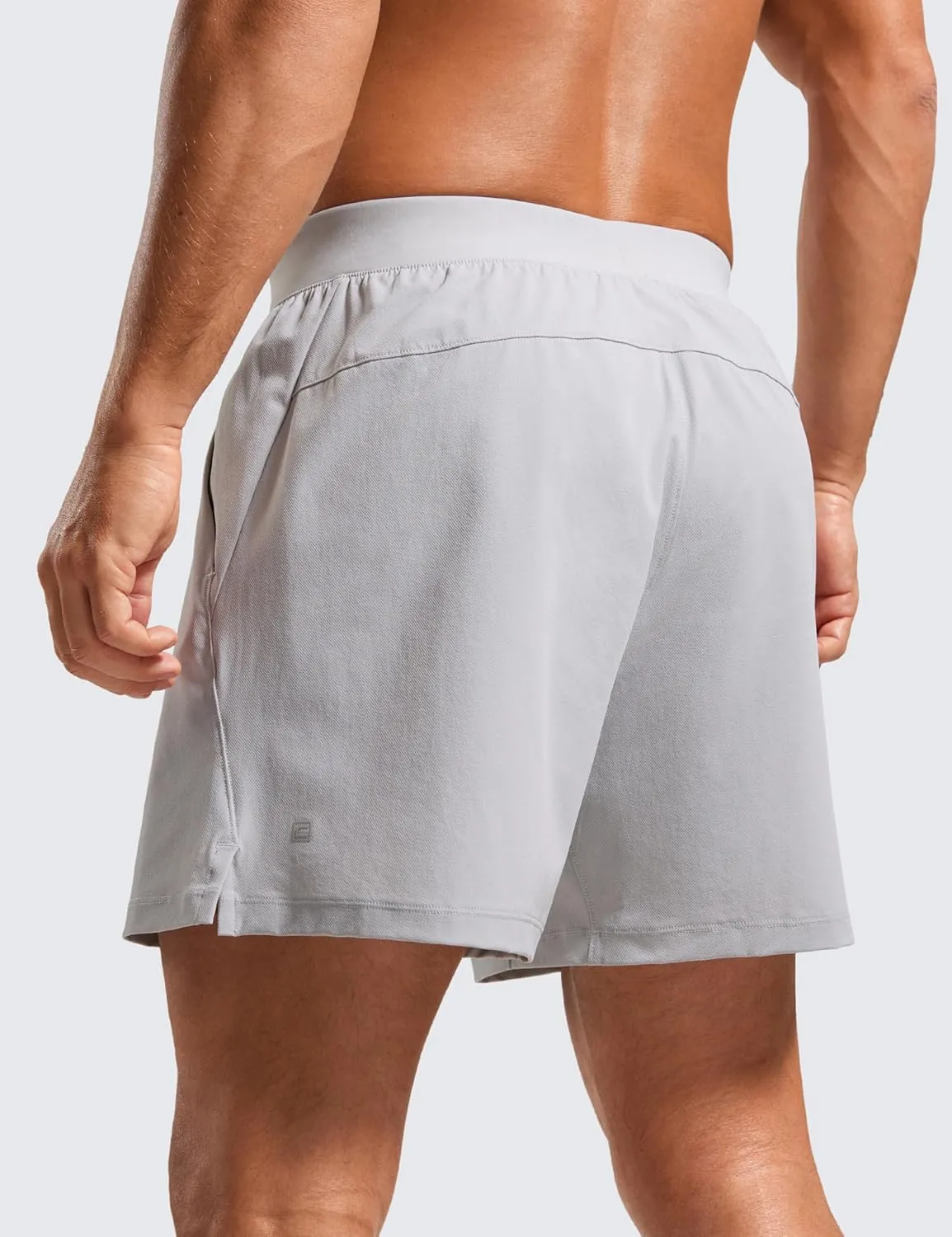 CRZ YOGA Gym Shorts Men 5 Side Split Quick Dry Lightweight Stretchy for Athletic Workout Running with Zipper Pocket