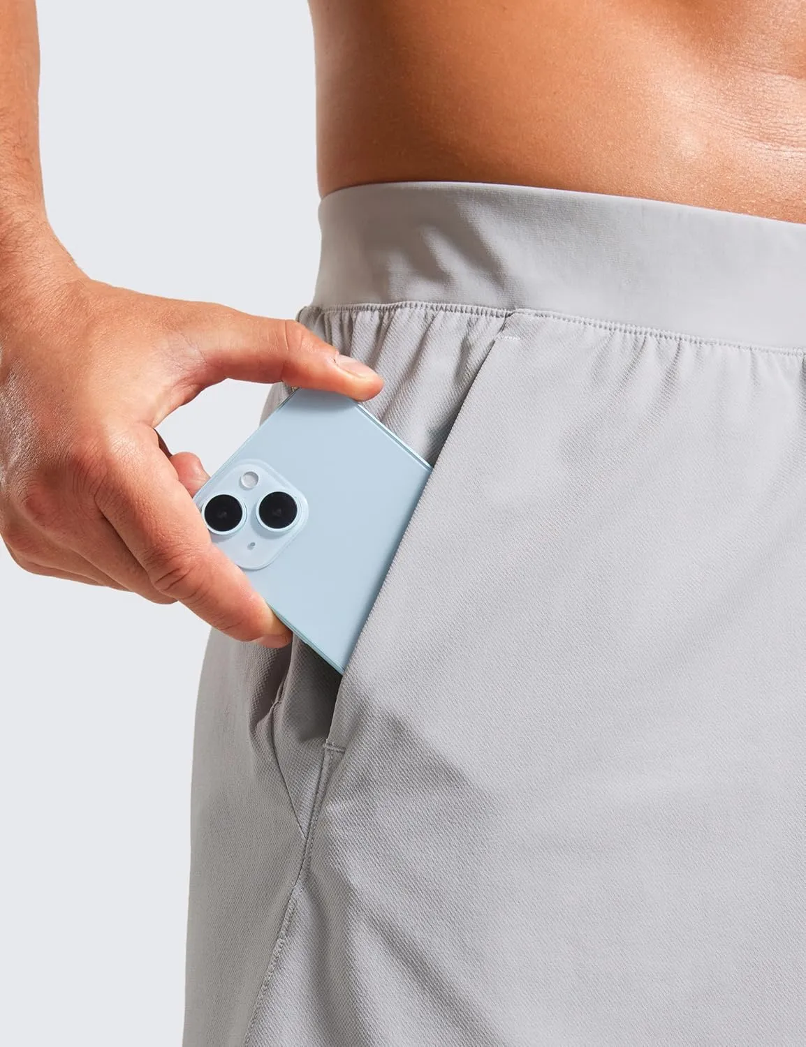 CRZ YOGA Gym Shorts Men 5 Side Split Quick Dry Lightweight Stretchy for Athletic Workout Running with Zipper Pocket
