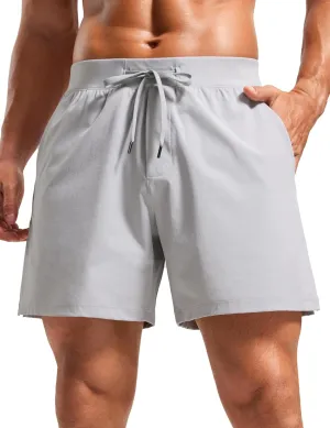 CRZ YOGA Gym Shorts Men 5 Side Split Quick Dry Lightweight Stretchy for Athletic Workout Running with Zipper Pocket