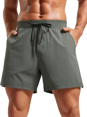 CRZ YOGA Gym Shorts Men 5 Side Split Quick Dry Lightweight Stretchy for Athletic Workout Running with Zipper Pocket