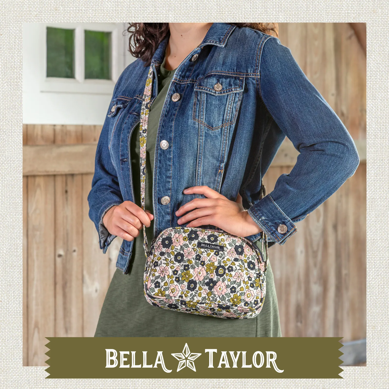 Delicate Floral Charcoal Simple Crossbody