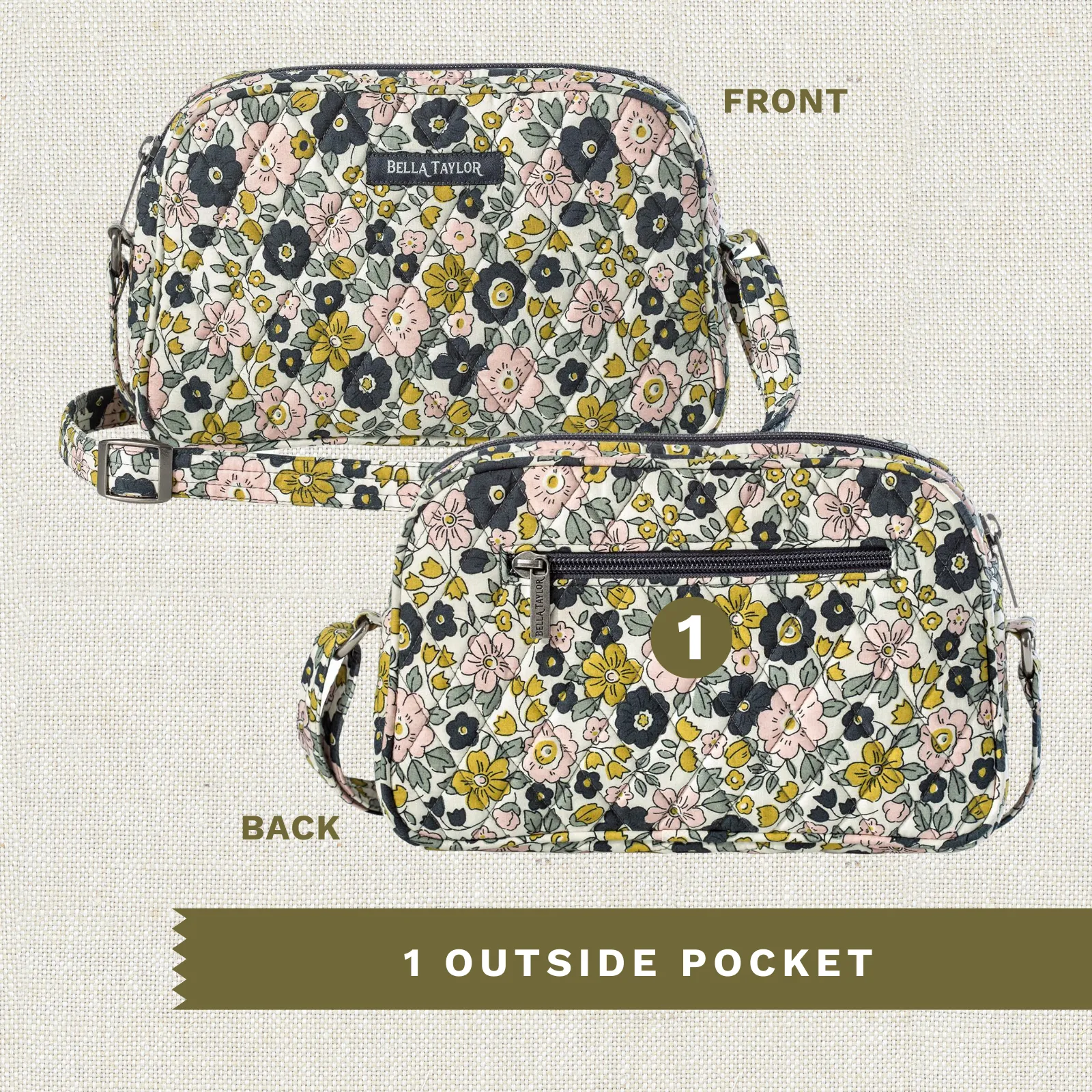 Delicate Floral Charcoal Simple Crossbody