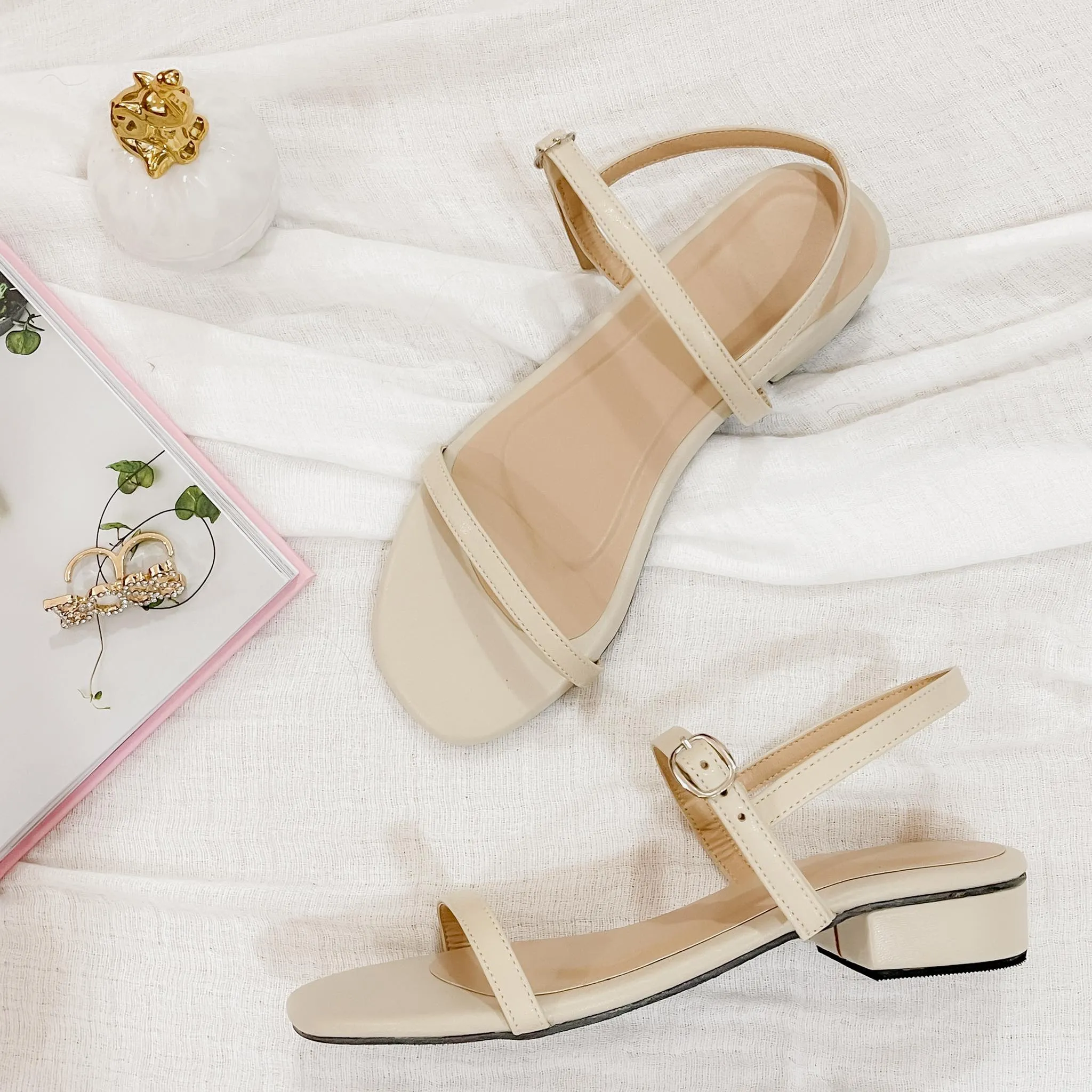 FARAH Slim Strap 1" Block Heels Sandals