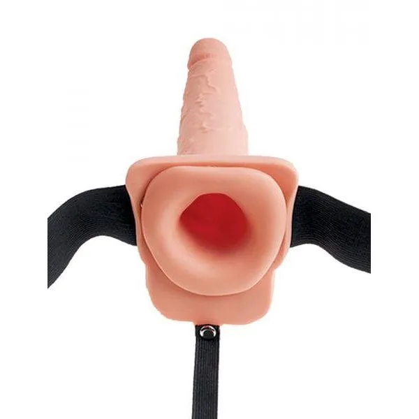Fetish Fantasy Series 9" Hollow Squirting Strap-on With Balls - Flesh