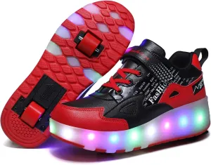 HHSTS Kids Shoes - New Upgraded with Wheels LED Light Color Shoes Shiny Roller Skates Skate Shoes Simple Kids Gifts Boys Girls The Best Gift for Party Birthday Christmas Day