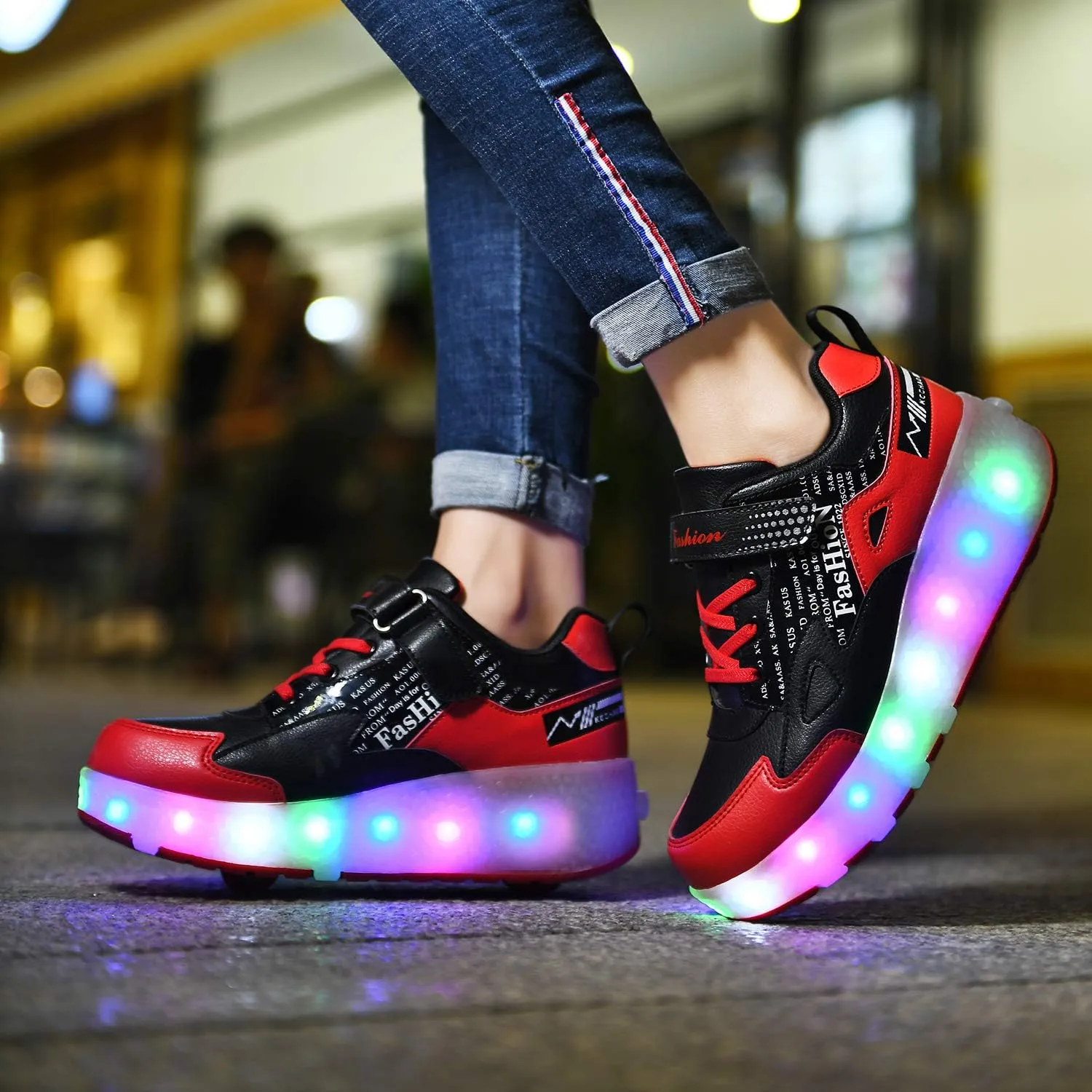 HHSTS Kids Shoes - New Upgraded with Wheels LED Light Color Shoes Shiny Roller Skates Skate Shoes Simple Kids Gifts Boys Girls The Best Gift for Party Birthday Christmas Day