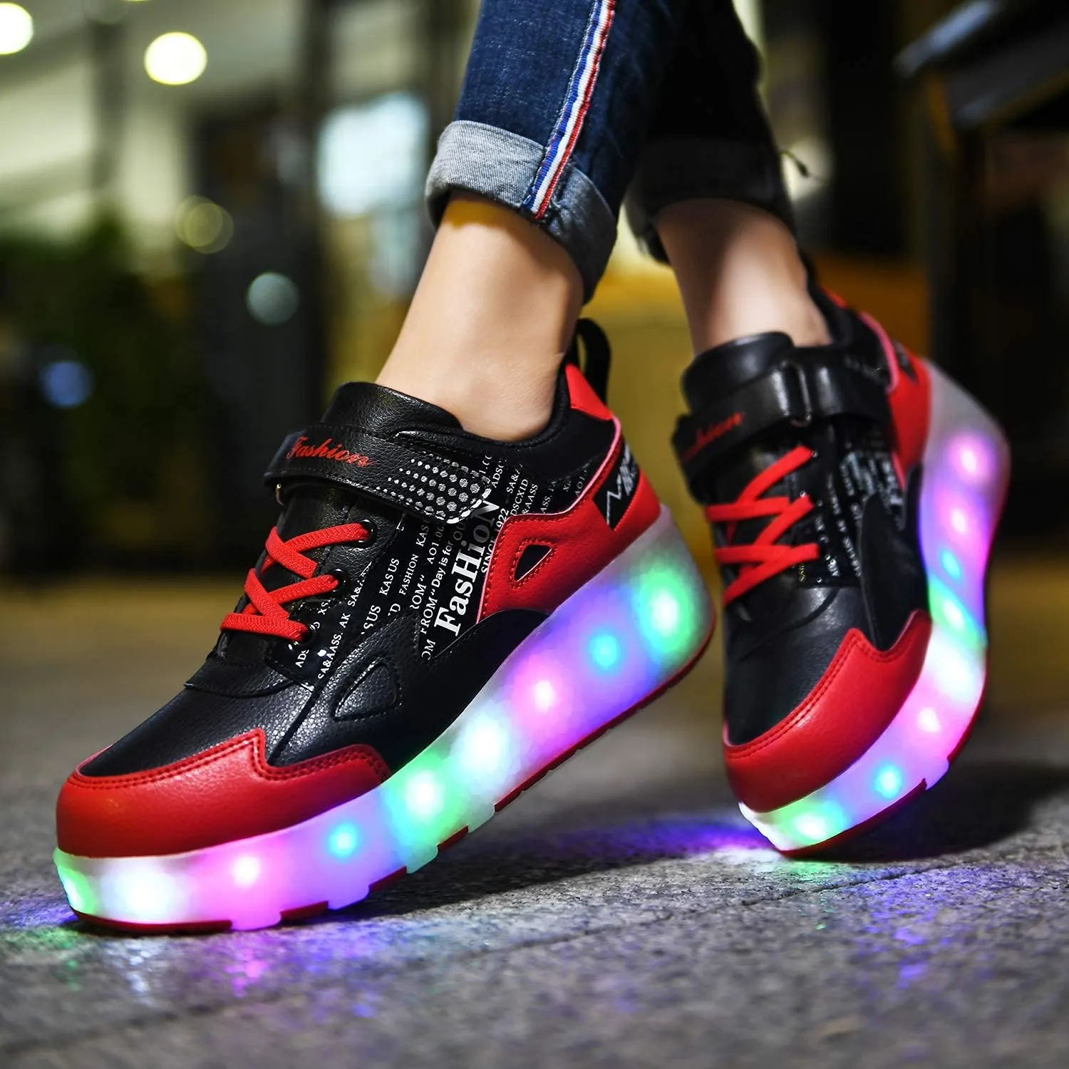 HHSTS Kids Shoes - New Upgraded with Wheels LED Light Color Shoes Shiny Roller Skates Skate Shoes Simple Kids Gifts Boys Girls The Best Gift for Party Birthday Christmas Day