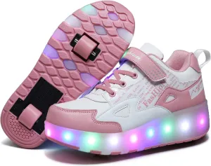 HHSTS Kids Shoes - New Upgraded with Wheels LED Light Color Shoes Shiny Roller Skates Skate Shoes Simple Kids Gifts Boys Girls The Best Gift for Party Birthday Christmas Day