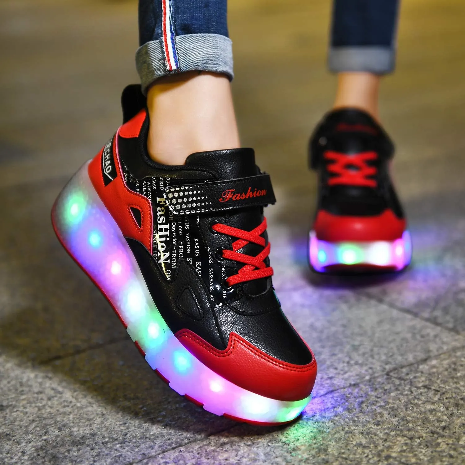 HHSTS Kids Shoes - New Upgraded with Wheels LED Light Color Shoes Shiny Roller Skates Skate Shoes Simple Kids Gifts Boys Girls The Best Gift for Party Birthday Christmas Day
