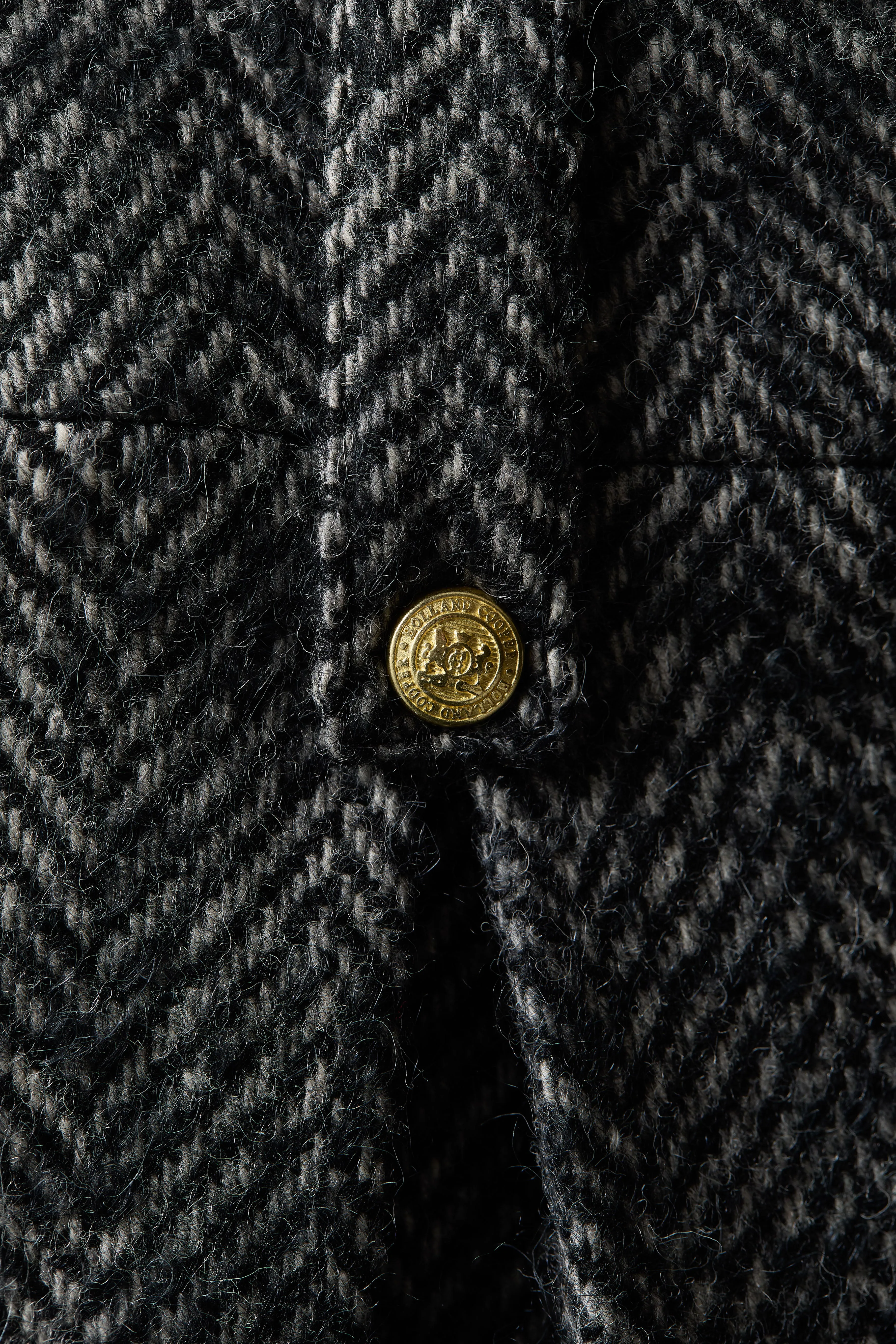 High Waisted Wide Leg Trouser (Ebony Herringbone)
