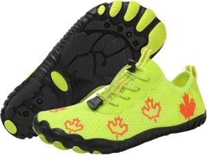 Hiking Barefoot Shoes for Women Men Wide Toe Box&Zero Drop Grounded Footwear,Quick Dry Non-Slip Travel Walking Trail Shoes,Fashion Maple Leaf Athletic Water Resistant Barefoot Footwear