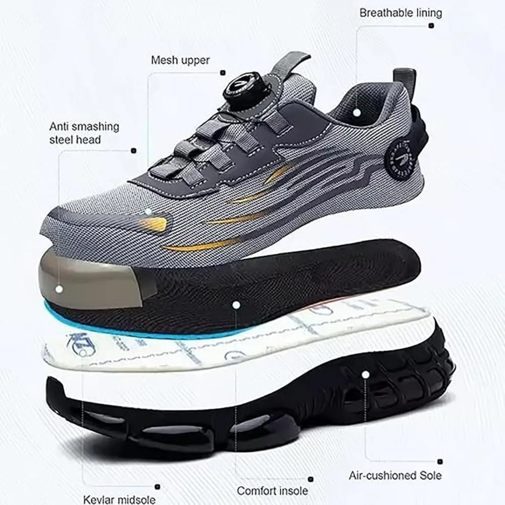 Ironstride Work Shoes, Noozier Safety Shoes Mens Steel Toe, Lightweight Steel Toe Sneakers for Men, Comfortable Puncture Proof Sneakes Boots Air Cushion