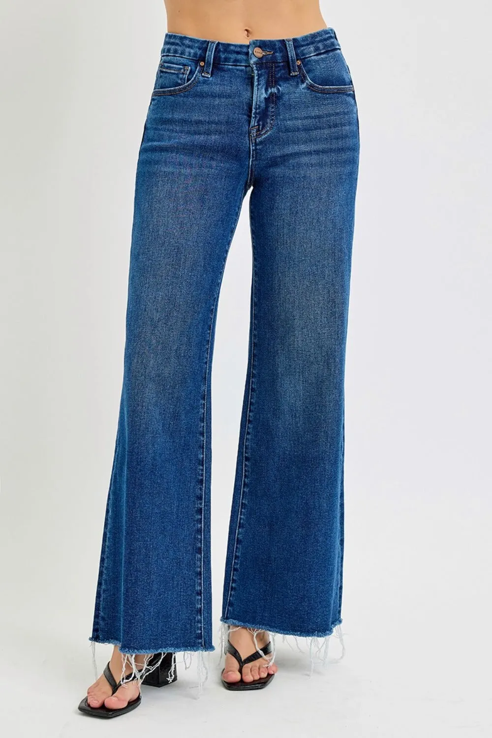 Kayla Tummy Control High Rise Wide Leg Jeans by RISEN