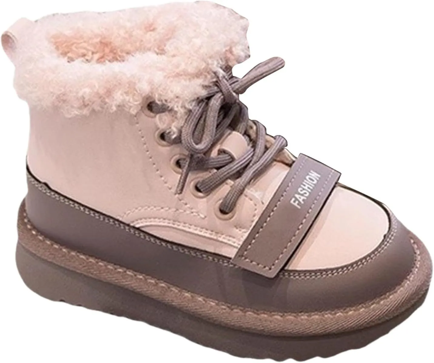 Kids Girls Fleece Winter Boots Lace-up Soft Rubber Bottom Vintage Plush Warm Comfortable Snow Cute Girl Winter Boots