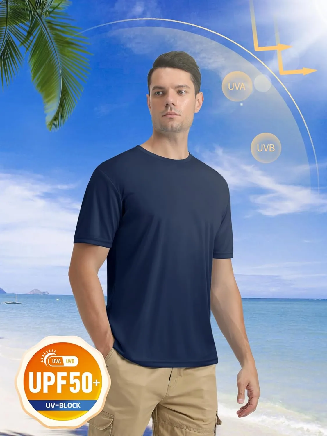 MAGCOMSEN Men's Short Sleeve UPF 50  T-Shirt Quick Dry Rash Guard Athletic Running Swim Top Tee Performance Water Shirts
