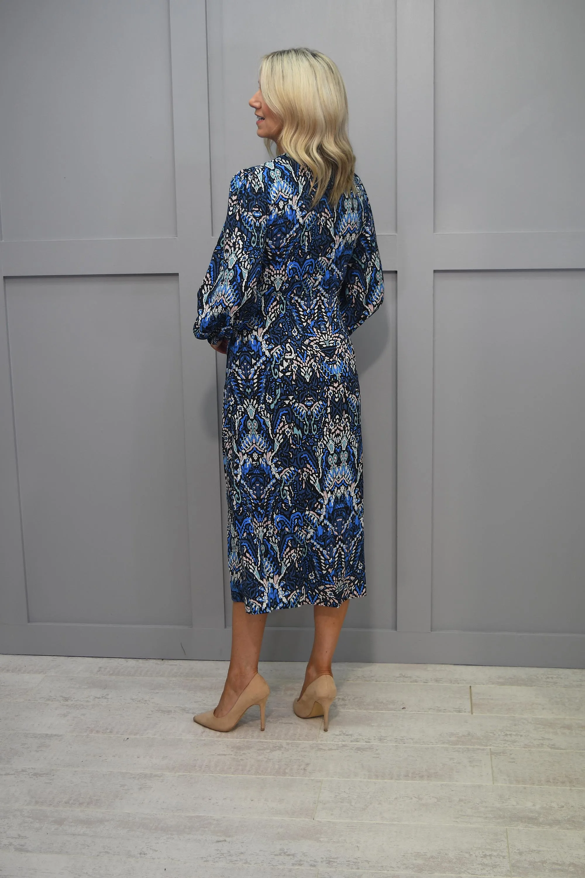 Marc Angelo Blue, Black and Blush Twist Front Dress - MA8136-D13BLU