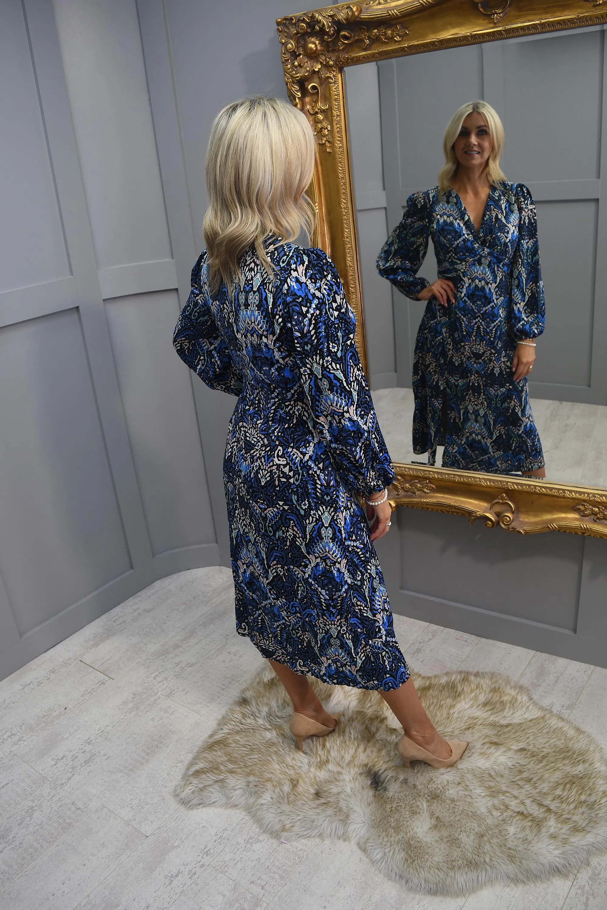 Marc Angelo Blue, Black and Blush Twist Front Dress - MA8136-D13BLU