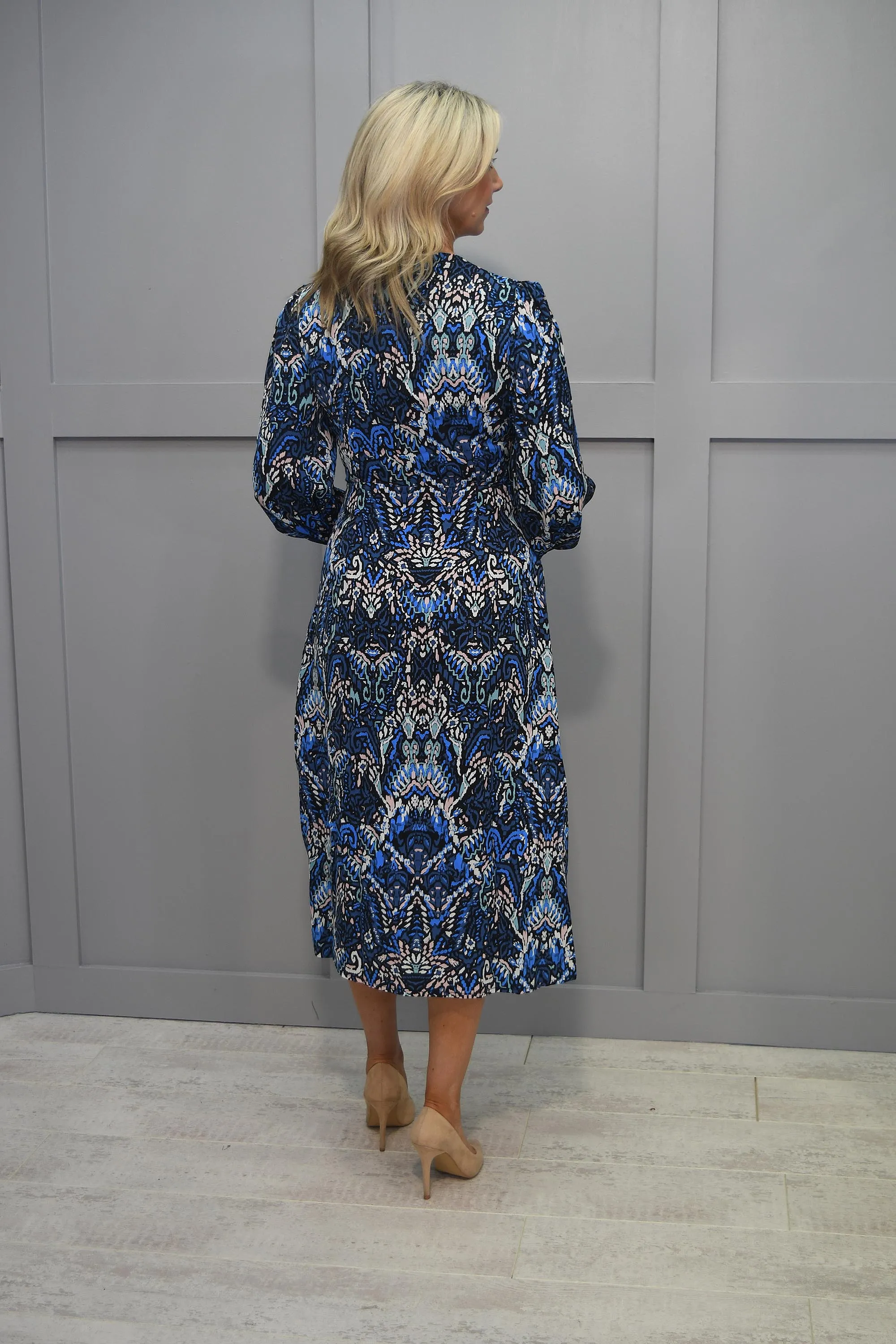 Marc Angelo Blue, Black and Blush Twist Front Dress - MA8136-D13BLU
