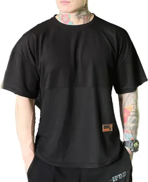maytopia Mens Gym Workout Tshirt,Quick Dry Loose Fit Muscle Shirts,Athletic Short Sleeve Running Fitness Tee