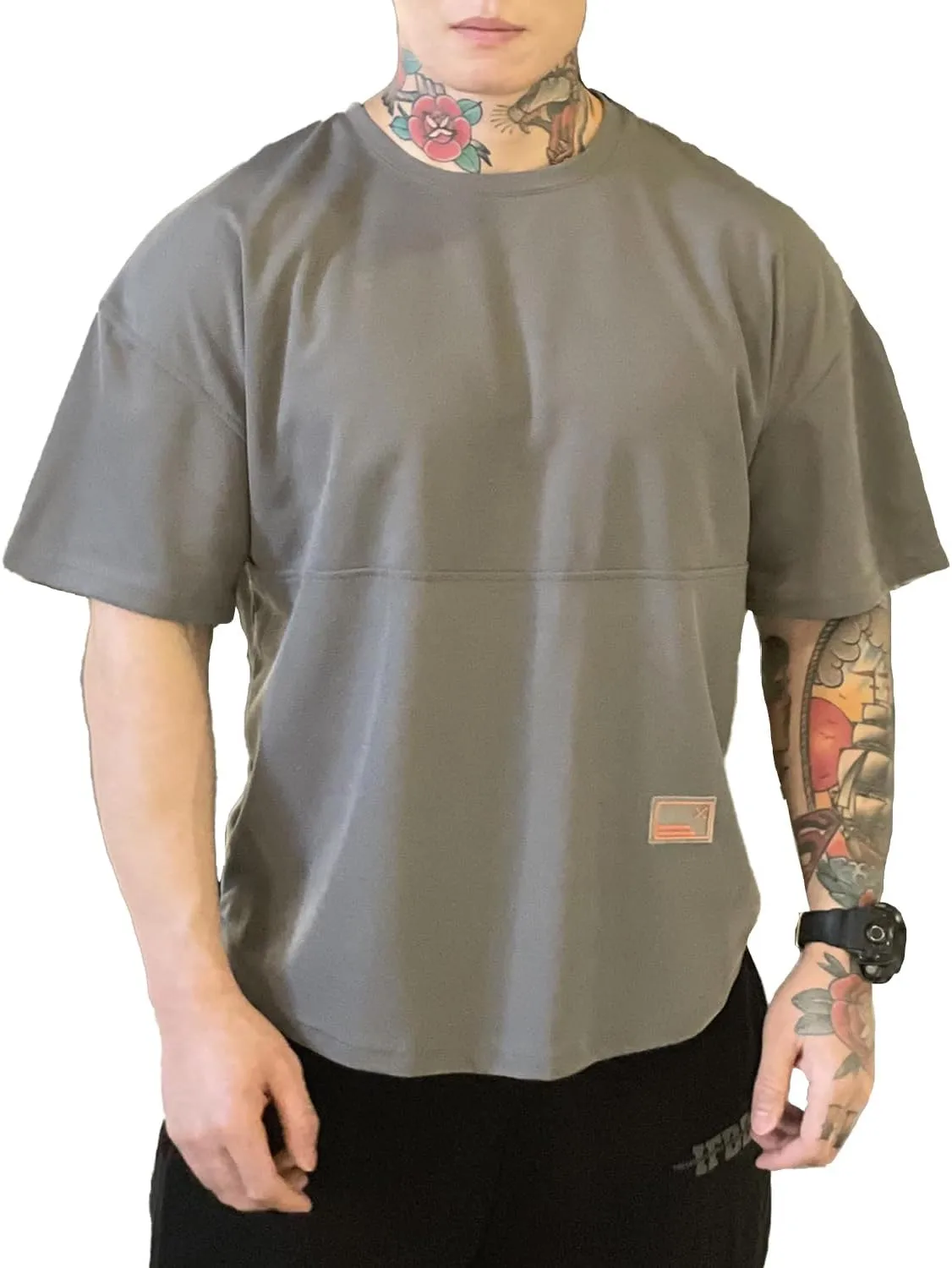 maytopia Mens Gym Workout Tshirt,Quick Dry Loose Fit Muscle Shirts,Athletic Short Sleeve Running Fitness Tee